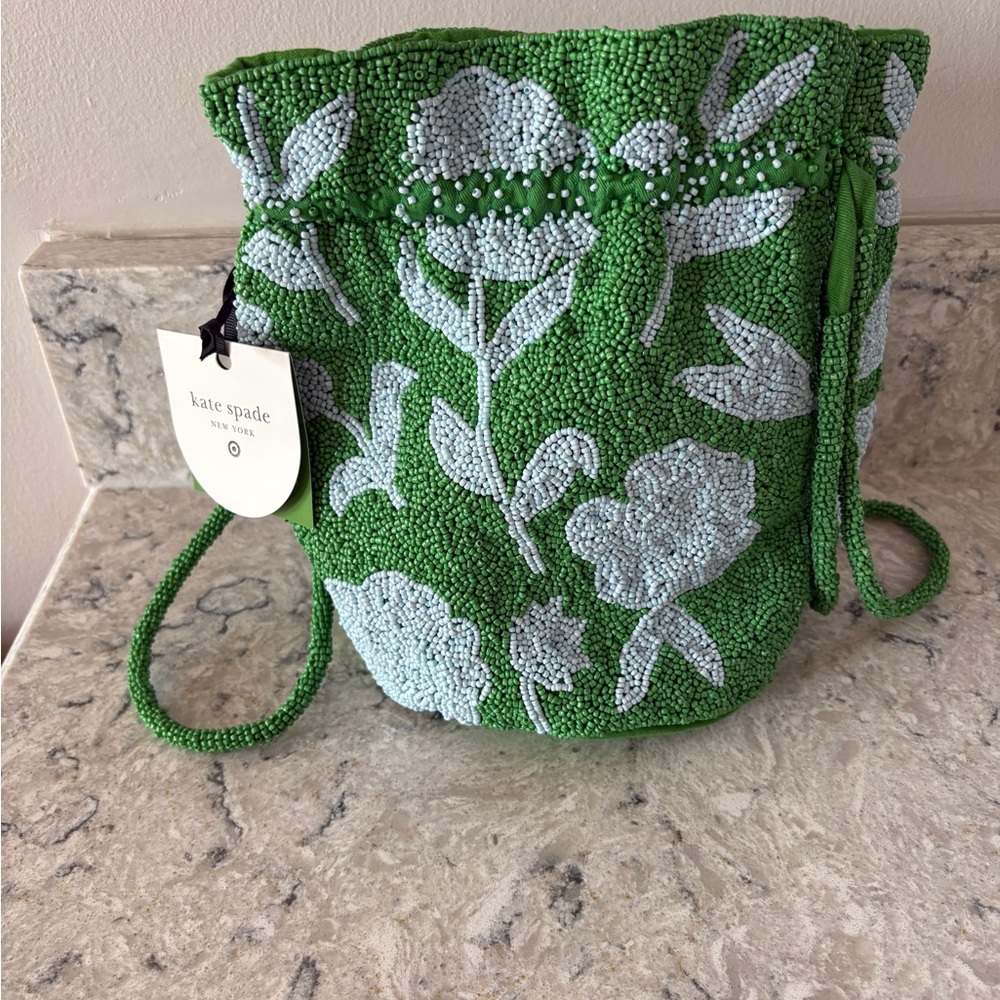 Kate Spade x Target Green Blue Floral Beaded Bag
